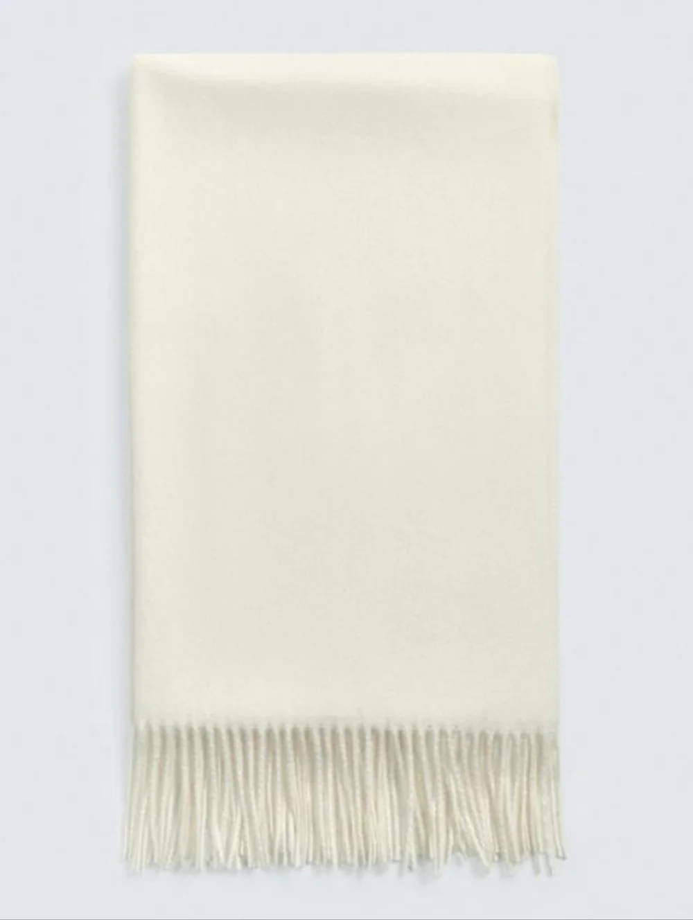 ZARA Men's White Fringe Scarf 100% Acrylic Solid M 180x60cm Winter Fall - Picture 3 of 5